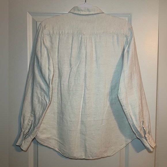 100% Linen Button Down Shirt in Beige Size XXL - Picture 2 of 4